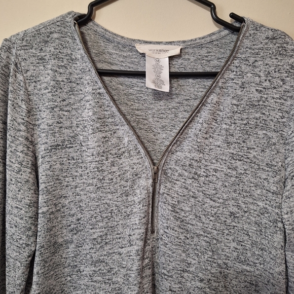 Workshop Andrea Jovine Grey Space Dye 1/4 Zip Pullover Top M - Picture 2 of 8